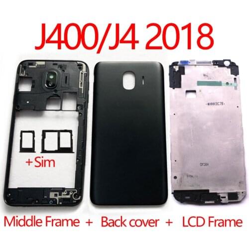 For Samsung Galaxy J4 2018 J400 J400G/DS J400H J400F Original Full Housing Back Battery Rear Cover + Middle Frame+ Front Glass