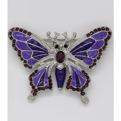Purple Rhinestone Enamel Butterfly Pin brooches C183 D