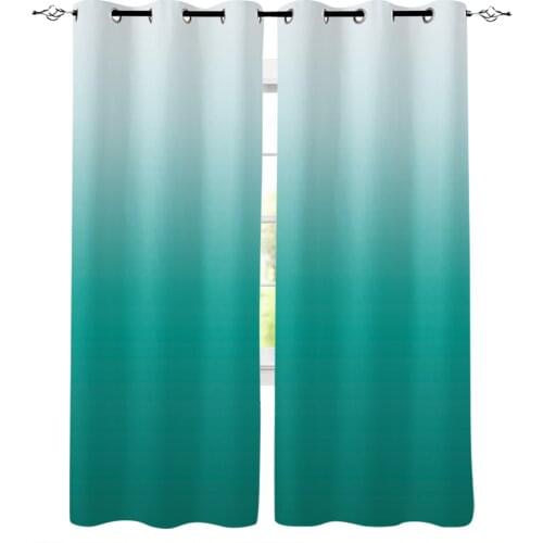 Cyan Turquoise Gradient Blackout Curtains For Kitchen Bedroom Kids Room Window Treatment Curtains for Living Room