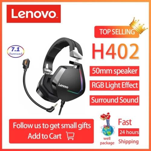 Lenovo Gaming Headset Wired Earphones Surround Sound RGB Colourful Light Deep bass in-ear with Mic for PC Laptop Gamer Headset