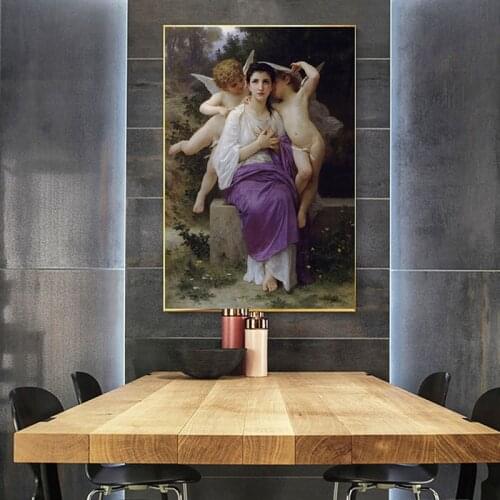 Angels Painting Of William Adolphe Bouguereau Oil Painting print On Canvas Classical Pictures Wall Art home Decor Living Room