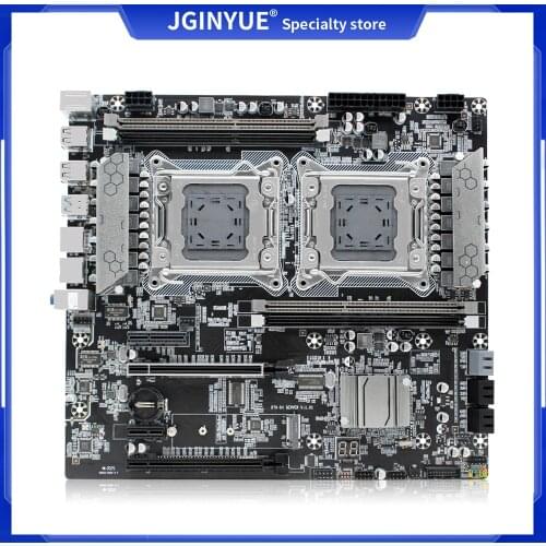 JGINYUE X79 Dual CPU Motherboard LGA 2011 For Intel i7 Xeon E5 V1&V2 Processor DDR3 256G Ram Memory Dual Giga LAN Plate X79-D4