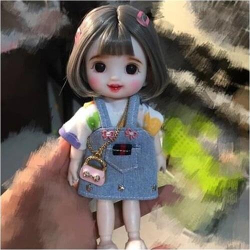 16cm Fashion Mini Wig BJD Doll Movable Joint Girl Dolls 3D Big Eyes Beautiful Cute DIY Toy Doll with Clothes Dress Up Doll