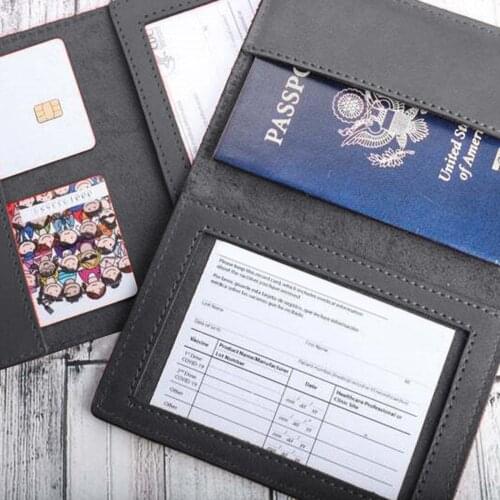 Notes Cover Vaccinate Certificate Multifunctional Leather Protective Cover Passport Holder Pocket Notebook Credit Cards Case