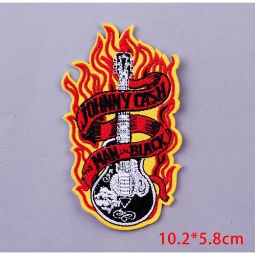 Pulaqi Rock Band Patches For Clothing Fire Guitar Hip Hop Music Patch Badges Hippie Negro Band Patches For Cloth Apparel Stripes