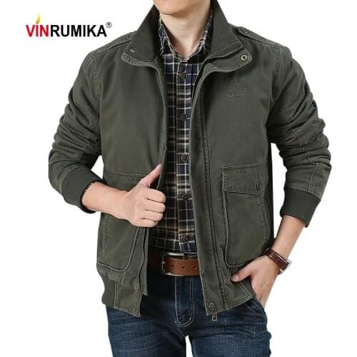 New 2020 Spring Autumn Mens 100% Pure Cotton Military Casual Style Jacket Coat Man Winter Fleece Army Green Jackets Khaki Coats