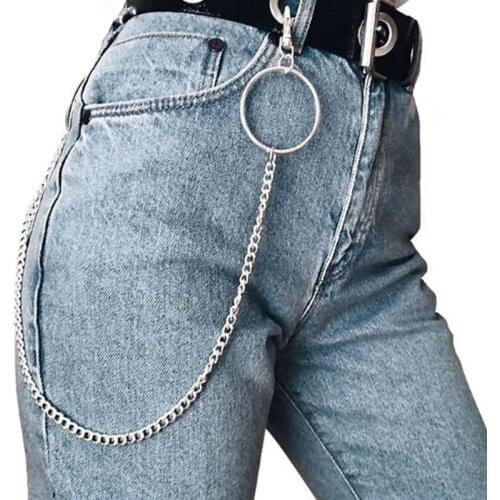 New Rock Punk Trouser Hook Chain Belt 40cm Silver Color Metal Waist Belt Wallet Chain Hip Hop Belts Chain Men Women Pants 8005
