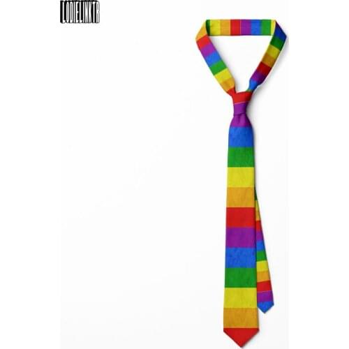 New Rainbow Color Printing Tie Casual Daily Wear Shirt Polyester Fiber Slim Fit Necktie For Men Women Party Wedding Accessories