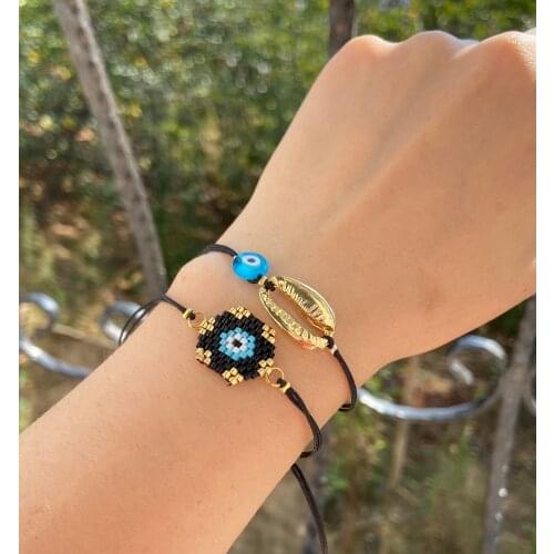 Pafuli El Yapımı Miyuki Nazar Boncuğu ve İstridye Bileklik Seti