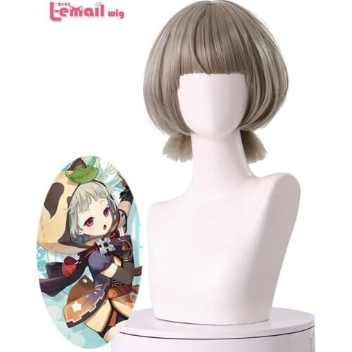 L-email wig Genshin Impact Cosplay Sayu Wig Genshin Impact Sayu Cosplay Short Bob Wig with Bangs Synthetic Hair Heat Resistant