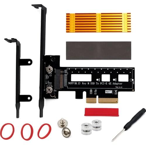 PCI Express 3.0 x4 to M.2 NVMe SSD M2 PCIE Riser Card PCIE to M2 Adapter for 2242-2280 M2 SSD + Low Profile Bracket M.2 Heatsink