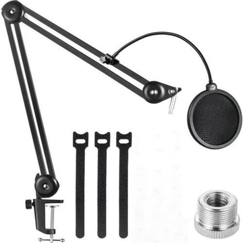 Microphone Arm Stand, Heavy Duty Mic Arm Microphone Stand Suspension Scissor Boom Stands with Mic Clip and Cable Ties
