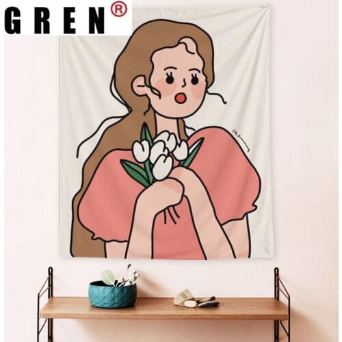 GREN Pink Girls Sweet Princess Dorm Tapestry Wall Hanging Rugs Background Cloth Beach Mat Blanket Art Bedroom Home Decor