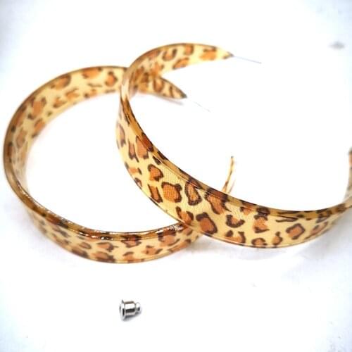 Free Shipping!6.5cm leopard color Acrylic Simple C Stud Earrings can mixed 4 colors