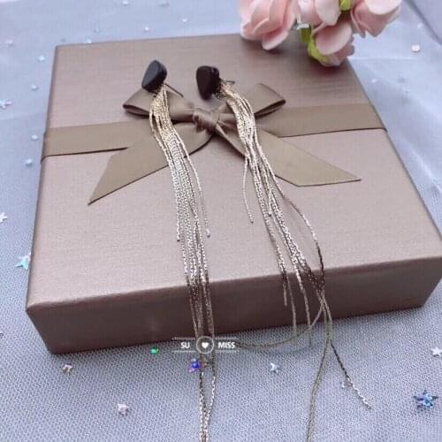 Free Shipping New Arrivals Hottest Fashion Bijoux Multi-layer Copper Chain Tassel Long Statement Drop Earrings For Women Jewelry