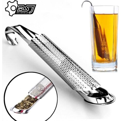 1PC Tobacco Pipe Shape Stainless Steel Tea Strainer Reusable Loose Leaf Infuser Spice Filter Cup Hanging Style Coffee Teaware