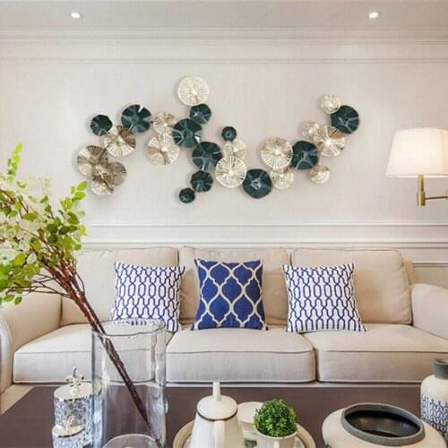 Nordic modern metal lotus leaf mural living room bedroom wall decor model room wall pendant Turkish Eye Dream Catcher CL60305