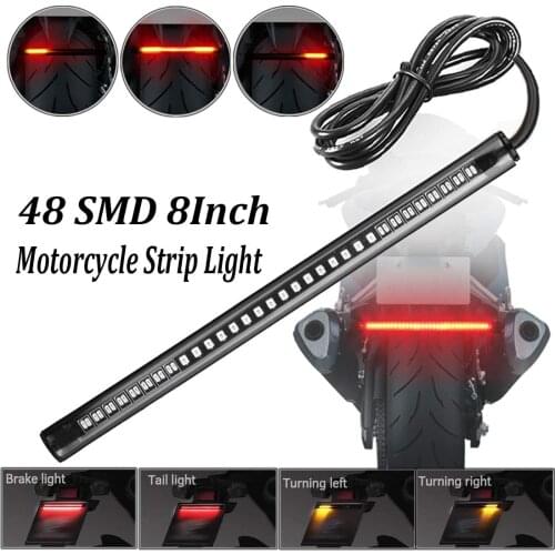 Motorcycle LED Tail Strip Lights 12V 48 SMD Turn Signal Tail Brake Lights LED Light Bar Dual-color Red&Amber License Plate Lamps