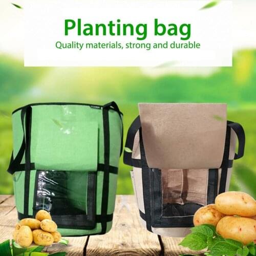 Potato Grow Bag Transparent Plant Tomato Carrot Onion Growing Bag with Handle Felt Potato Planting Bucket Planting Seedling Pot