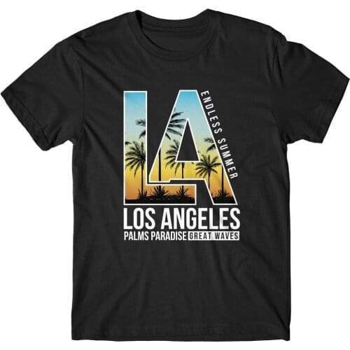 High Quality Casual Printing Tee Shirt Mens T-Shirt Los Angeles Palm Paradise Summer T-shirt