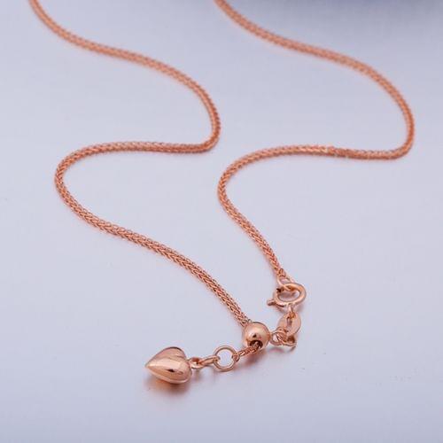 New Solid Pure Au750 18K Rose Gold Chain Womens Wheat Link Necklace Adjustable