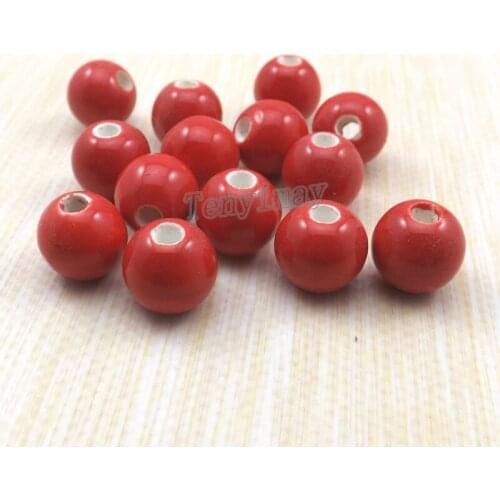 10mm Red Round Ceramic Loose Beads For DIY 100pcs/Lot Free Shipping