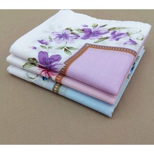 12Pcs 100% Cotton Beautiful Handkerchiefs Women Pocket Hanky Party DIY Hankie Kerchiefs Towel