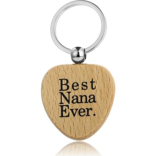 36PC Best Nana Ever Heart Pendant Keyrings Wooden Charm Keychains Family Women Grandma Grandmother Birthday Gifts Bag Key Chains