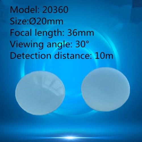 50pcs 20360 Plano round shape human body infrared PIR sensor HDPE plastic fresnel lens diameter 20mm focal length 36mm