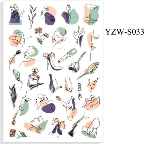 Abstract Lady Face Nail Decals Pattern Lips Sliders Paper Nail Art Decor Gel Polish Sticker Manicure Foils