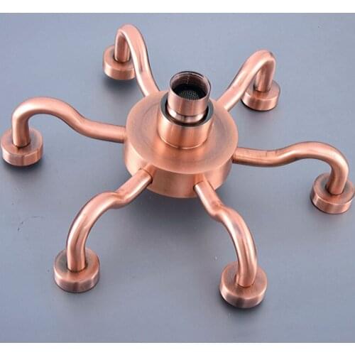 Bathroom Accessory 8" Inch Antique Red Copper Brass Water Saving Six Claw Shape Top Rain Shower Head Bathroom Fitting ash262