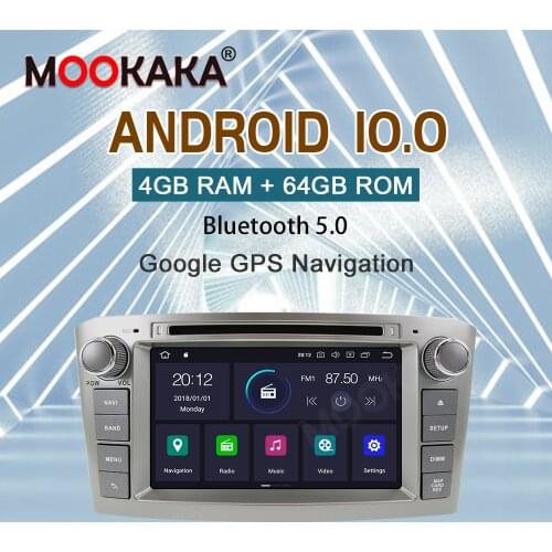 Android 10.0 RAM 4G DVD Stereo Multimedia For Toyota Avensis/T25 2002-2008 Radio GPS Navigation Video Head Unit IPS DSP Carplay