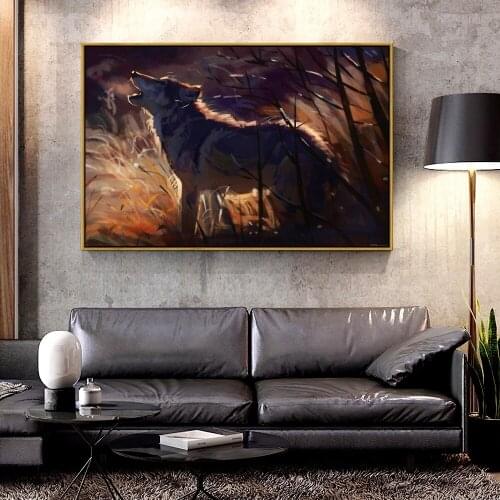 Artcozy Oil Canvas Painting wolf_howl_wildlife For Home Decoration Wall Art