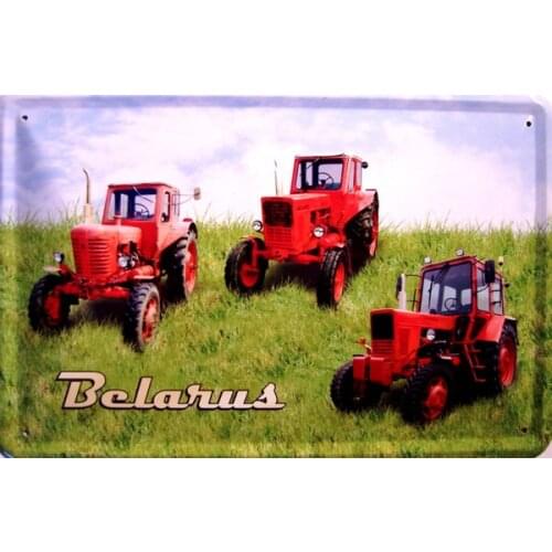 Belarus Model Tractor Metal Tin Sign 20 X 30cm Home Wall Decor Art