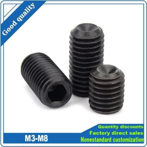 5/20pcs Black 304 Stainless Steel Hex Hexagon Socket Concave End Headless Set Screw Bolt M3 M4 M5 M6 M8 DIN916 Length=3-40mm