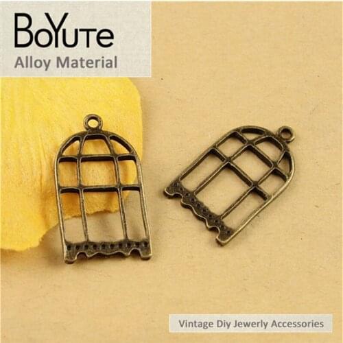 BoYuTe (50 Pieces/Lot) 26*15*1.4MM Wholesale Antique Bronze Plated Zinc Alloy Birdcage Pendant Charms for Jewelry Findings
