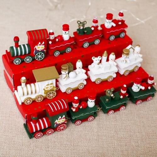 1Set Merry Christmas Wooden Train Ornament For Home Children Gifts Natal Navidad Noel 2022 New Year Xmas Decorations Dropship