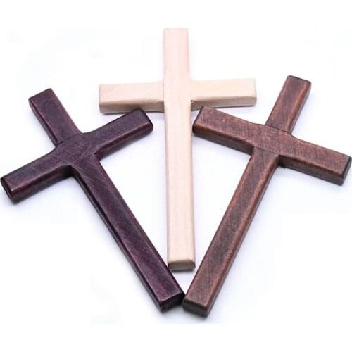 1PC DIY Handmade Wooden Crosses Crucifix Jesus Christ Ornaments Religious Charm Necklace Pendant Jewelry Making Accessories New