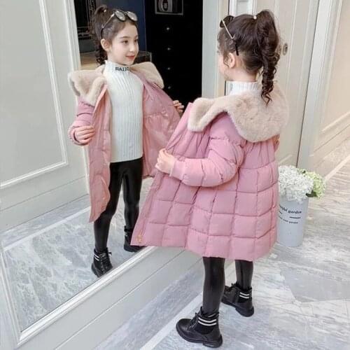 Children Jacket for Girls Winter Long Coat Overcoat fur Collar Warm Down Jacket Cotton Kids Clothes Girl Thicken Jacket 3-12year