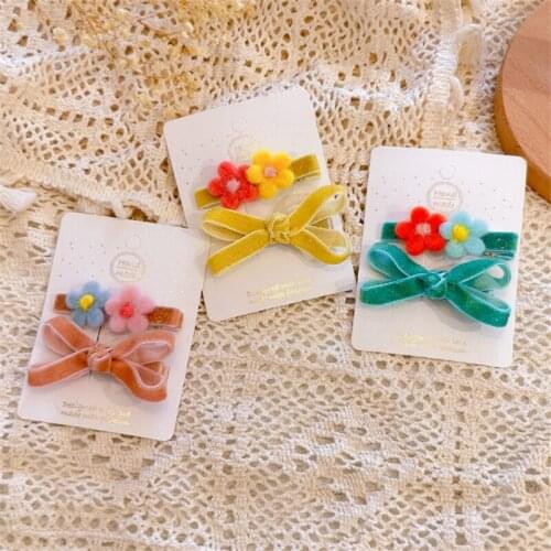 12set/Lot Autumn And Winter New Korean Girl Bow Clip Headwear Fashion Children Knitted Wool Flowers Hairpin Kids Hair Accessorie