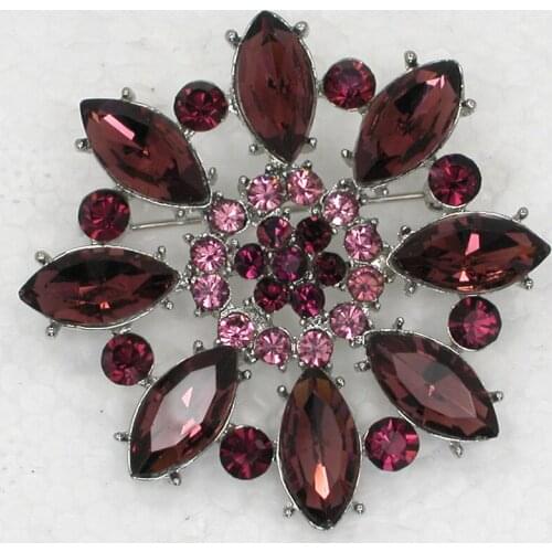 Purple Rhinestone Flower Pin brooches C2071 D