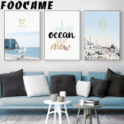 FOOCAME Sea Seagull Landscape Nordic Posters and Prints Wall Art Canvas Painting Living Room Modern Home Decoration Pictures