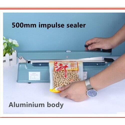 220V 500mm Aluminium body impulse sealer Plastic Bag Closer Hand pressure PP PE Sealer plastic film manual packing machine