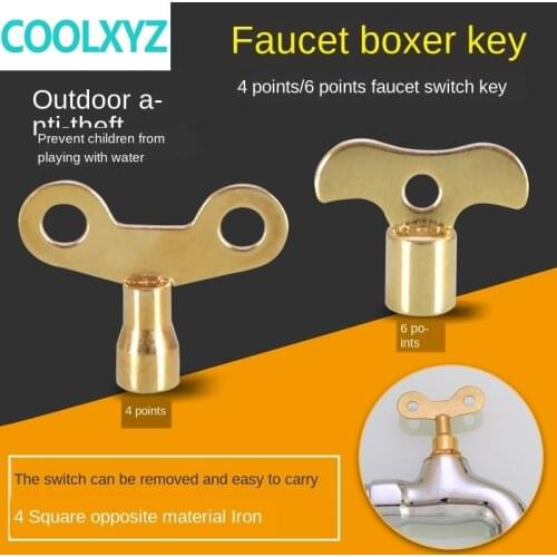 Faucet key with lock, inner corners, 6mm, outdoor tap water, anti-theft, outdoor square 1/2 IN switch handle