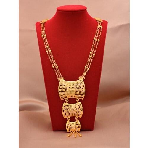 Dubai 24K Gold Color Jewelry Sets For Women African Bridal Wedding gifts party Necklace jewellery set