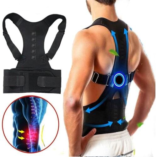 Men Back Support Corrector Belt Adjustable Posture Shoulder Lumbar Strap Pain Relief Posture Waist Trimmer Band Belt Brace js