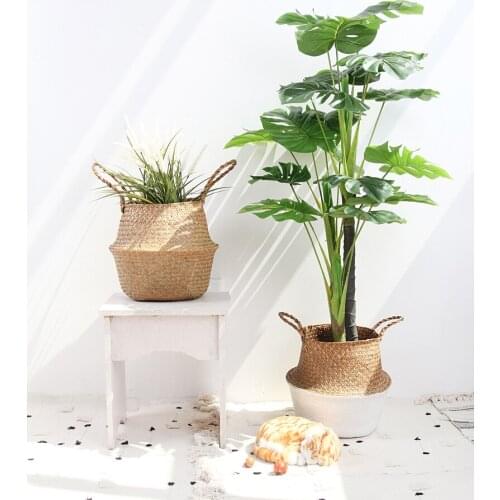 Handmade Storage Baskets Laundry Seagrass Baskets 22*20cm Boho Wicker Hanging Flower Pot Toy Organizer Living Room Home Decor