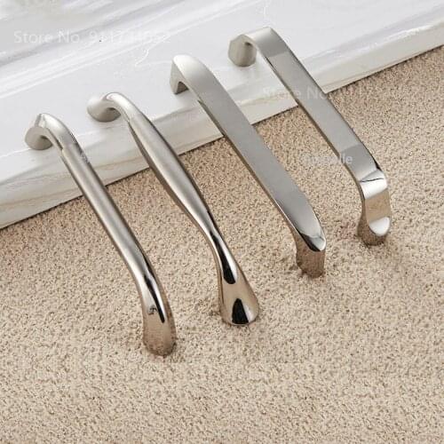 Kitchen Cupboard Pull Drawer Cabinet Hardware Mirror Nordic Style Silver Furniture Dresser Handles Zinc Alloy