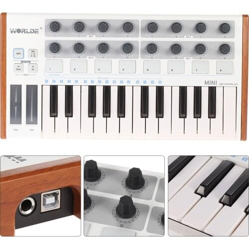 Worlde Panda mini Ultra-Portable Mini 25-Key USB Keyboard and Drum Pad MIDI Controller Professional Musical instruments