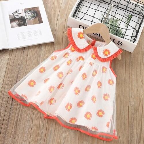 Fashionable Summer Fashion Skin-friendly Dresses Lovely Comfortable Leisure Chic Girls Baby Doll Collar Gauze Dress